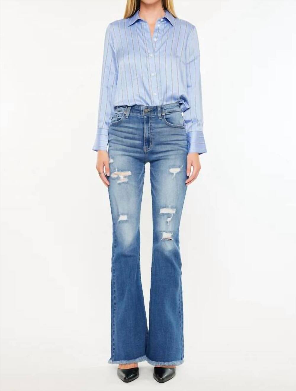 NEW KANCAN rhythm high rise flare jeans in medium wash